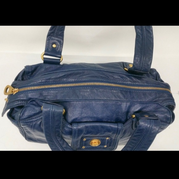 Marc by Marc Jacobs Blue Leather Totally Turnlock Benny Purse Satchel Shoulder - Picture 2 of 16